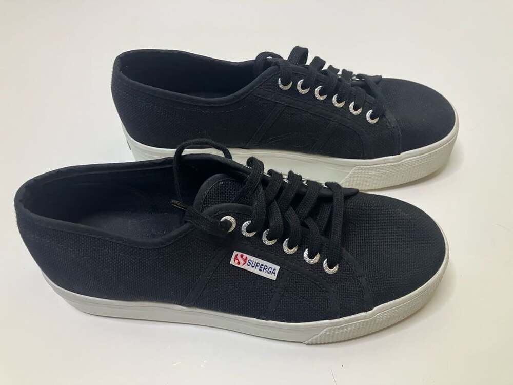 Superga 2790 Platform Sneakers Size 41.5 Black Canvas